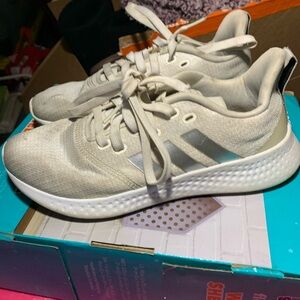 adidas Cream and Silver Women's Sneakers